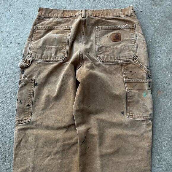 Vintage Y2K Carhartt brown double knee work wear carpenter pants - Picture 5 of 6